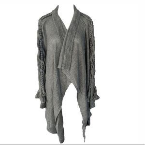 Foley + Corrina Gray Woven Braided Tassel Cardigan